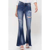 Distressed High Rise Flare Jeans