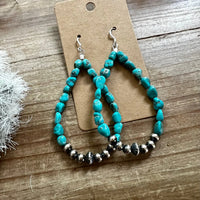 Turquoise & Navajo Tear Drop Earrings