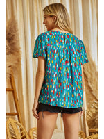 Teal Embroidered Tunic Top