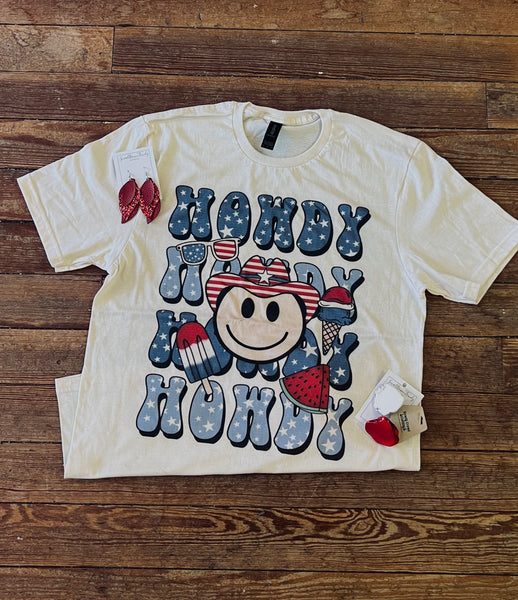 SMILEY HOWDY 4th OF JULY TEE