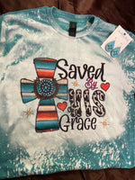 Saved By His Grace Tee | Blue
