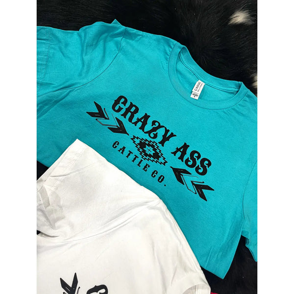 Turquoise Crazy Ass Cattle Co Tee