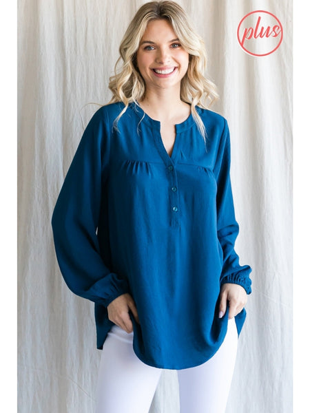 Teal Button Blouse