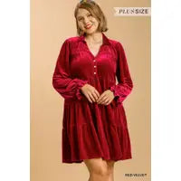 Red Velvet Collared Dress