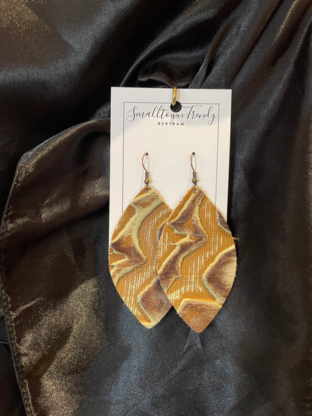 Gilded Cowboy Leather Earrings