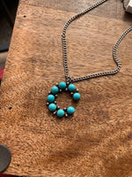 Turquoise Stoned Initial Necklace