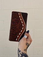 Montana West Coffee Tooled Leather Wallet