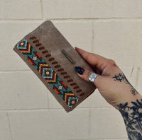 Montana West Tan Embroidered Aztec Wallet