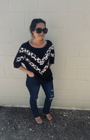 Black and Cheetah Knit Top