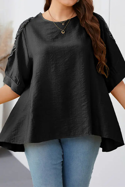 Black Lace Sleeve Top