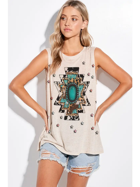 Star Speckled Aztec Concho Tank