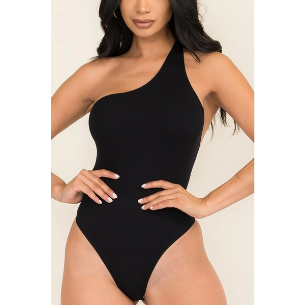 One Shoulder Black Body Suit