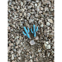 Turquoise Stone Cactus Earrings
