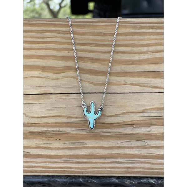 Turquoise Cactus Stone Necklace