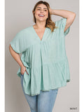 Mint Color Tier Baby Doll Top